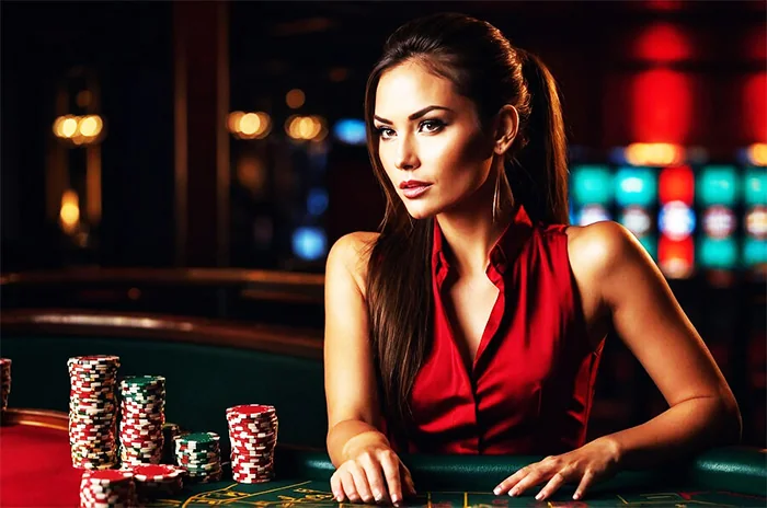 Meja live dengan dealer dan panel permainan untuk pengalaman kasino mobile