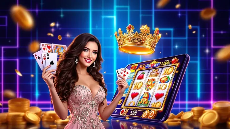 Antarmuka slot KM778 dengan gulungan dan elemen bonus